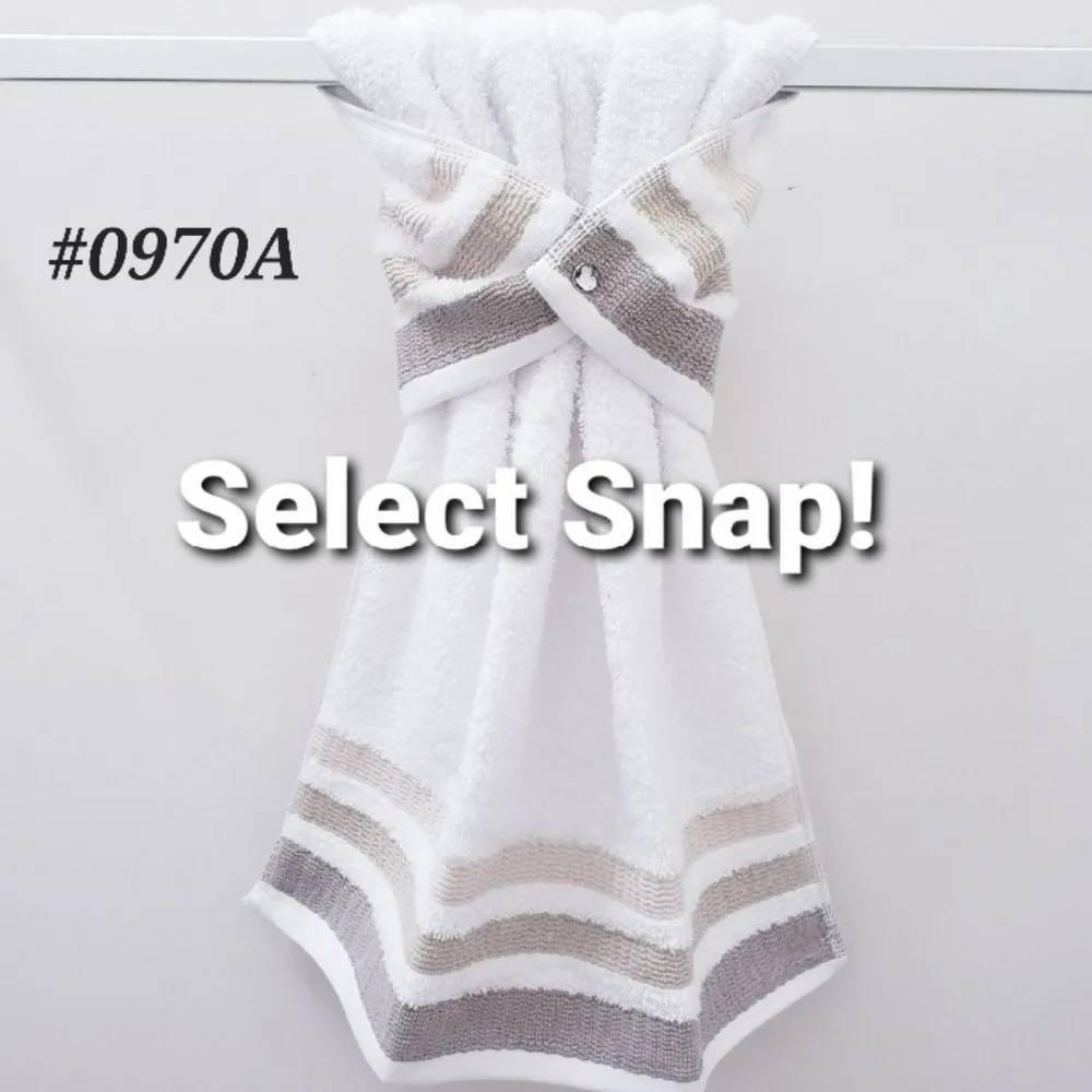 ❤️LAST 1❤️ #0970-A ■NEW Beige/Striped Hang'N'Snap Hand Towel 🤍Select Snap